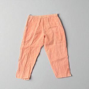Flax Cropped Wide-Leg Linen Pants in Peach